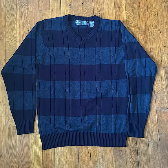 NWOT Oscar de la Renta blue striped sweater / size medium - Picture 1 of 4